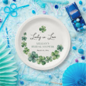 Lucky in Love Green Shamrock Vrijgezellenfeest Papieren Bordje (Feest)