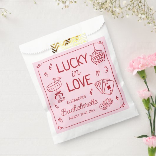 Lucky in Love grillige hand getrokken Bachelorette Bedankzakje (Gezegeld)
