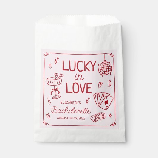Lucky in Love grillige hand getrokken Bachelorette Bedankzakje (Voorkant)