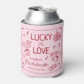 Lucky in Love grillige hand getrokken Bachelorette Blikjeskoeler (Blikje Voorkant)