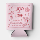 Lucky in Love grillige hand getrokken Bachelorette Blikjeskoeler (Voorkant)