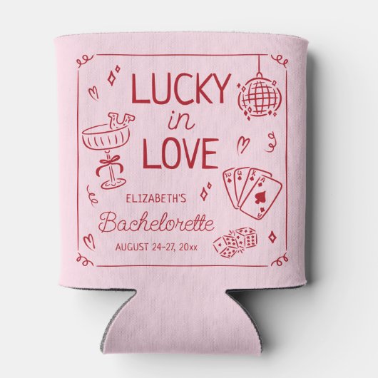 Lucky in Love grillige hand getrokken Bachelorette Blikjeskoeler (Achterkant)