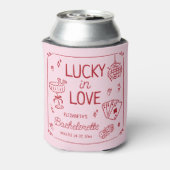 Lucky in Love grillige hand getrokken Bachelorette Blikjeskoeler (Blikje Achterkant)