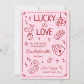 Lucky in Love grillige hand getrokken Bachelorette Kaart (Voorkant)