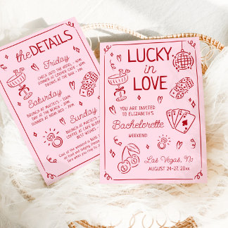 Lucky in Love grillige hand getrokken Bachelorette Kaart