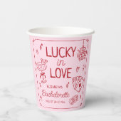 Lucky in Love grillige hand getrokken Bachelorette Papieren Bekers (Achterkant)