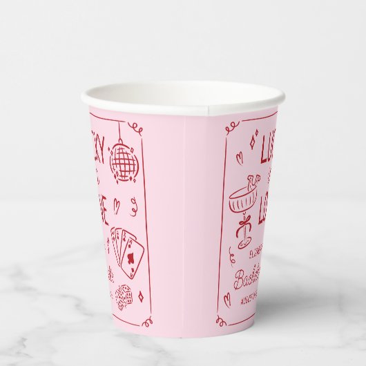 Lucky in Love grillige hand getrokken Bachelorette Papieren Bekers (Rechts)