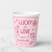 Lucky in Love grillige hand getrokken Bachelorette Papieren Bekers (Voorkant)