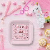 Lucky in Love grillige hand getrokken Bachelorette Papieren Bordje (Feest)
