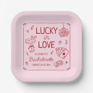 Lucky in Love grillige hand getrokken Bachelorette Papieren Bordje
