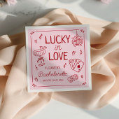 Lucky in Love grillige hand getrokken Bachelorette Servet