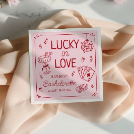 Lucky in Love grillige hand getrokken Bachelorette Servet