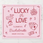 Lucky in Love grillige hand getrokken Bachelorette Sparkling Wijnetiket (Enkel label)
