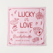 Lucky in Love grillige hand getrokken Bachelorette Wandkleed (Voorkant)