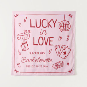 Lucky in Love grillige hand getrokken Bachelorette Wandkleed