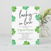 Lucky In Love Groene Shamrock Klavers Vrijgezellen Kaart (Staand voorkant)