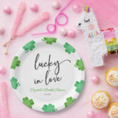 Lucky In Love Groene Shamrock Klavers Vrijgezellen Papieren Bordje (Feest)