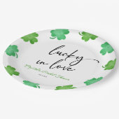 Lucky In Love Groene Shamrock Klavers Vrijgezellen Papieren Bordje (Gekanteld)