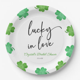 Lucky In Love Groene Shamrock Klavers Vrijgezellen Papieren Bordje