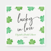 Lucky In Love Groene Shamrock Klavers Vrijgezellen Servet (Voorkant)