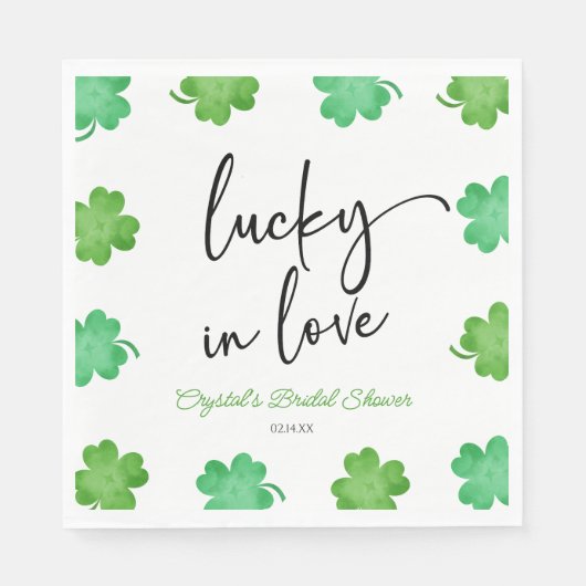 Lucky In Love Groene Shamrock Klavers Vrijgezellen Servet (Voorkant)