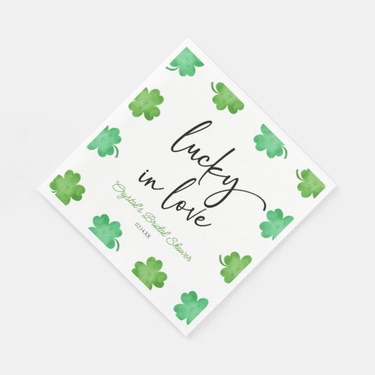 Lucky In Love Groene Shamrock Klavers Vrijgezellen Servet (Hoek)