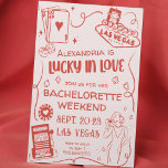 Lucky in Love Hand Drawn Casino Vegas Bachelorette Kaart<br><div class="desc">Maak je klaar voor een "lucky in love" vrijgezellenweekend met deze schattige handgetekende Vegas casino vrijgezellenfeest uitnodiging! Perfect voor een Vegas meisjes weekend, casino vrijgezel, of "lucky in love" thema, zal de bruid blij zijn om een leuk weekend met haar naaste dames! Deze met de hand getekende uitnodiging en reisroute...</div>