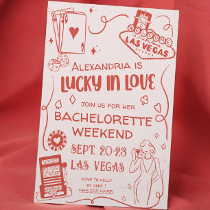 Lucky in Love Hand Drawn Casino Vegas Bachelorette Kaart
