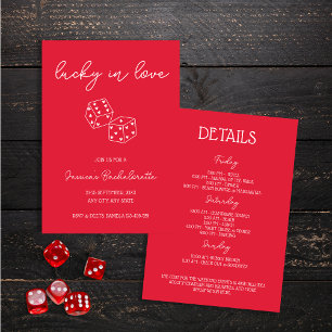 Lucky In Love Hand Drawn Red Bachelorette Weekend Kaart