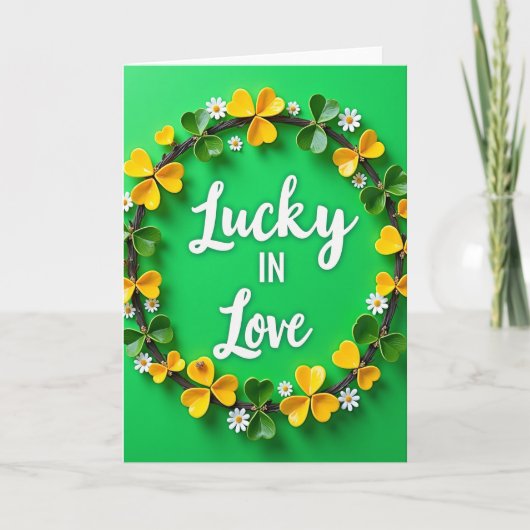 Lucky In Love Hart Klaver Kaart (Voorkant)