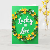 Lucky In Love Hart Klaver Kaart (Gele Bloem)