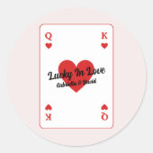 Lucky In Love Hart Spelen Kaart Couples Douche Ronde Sticker (Voorkant)