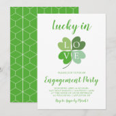 Lucky In Love Heart Shamrock Engagement Party Kaart (Voorkant / Achterkant)