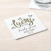 Lucky in Love Hearts Bridal Shower Kartonnen Onderzetters (Schuin)