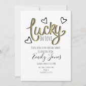 Lucky in Love Hearts Bridal Shower Save The Date (Voorkant)