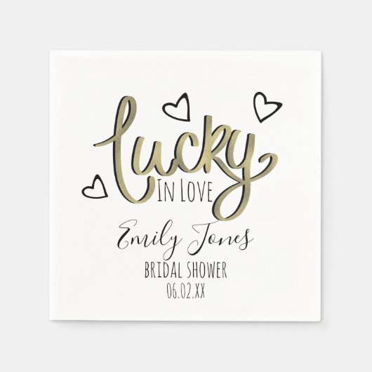 Lucky in Love Hearts Bridal Shower Servet (Voorkant)