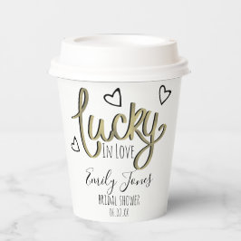 Lucky in Love Hearts Bruidsfeest Papieren Bekers