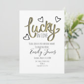 Lucky in Love Hearts Bruidsfeest Save The Date (Staand voorkant)