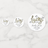 Lucky in Love Hearts Bruiloftsfeest Confetti (Achterkanten)