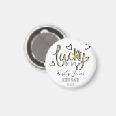 Lucky in Love Hearts Bruiloftsfeest Magneet (Voorkant / Achterkant)