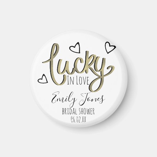 Lucky in Love Hearts Bruiloftsfeest Magneet (Voorkant)