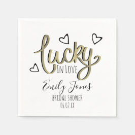 Lucky in Love Hearts Bruiloftsfeest Servet
