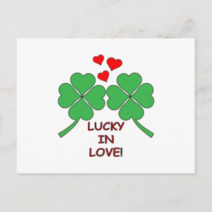 Lucky in Love Hearts Clover Briefkaart