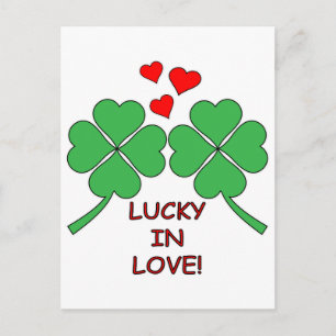 Lucky in Love Hearts Clover Briefkaart