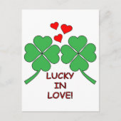 Lucky in Love Hearts Clover Briefkaart (Voorkant)