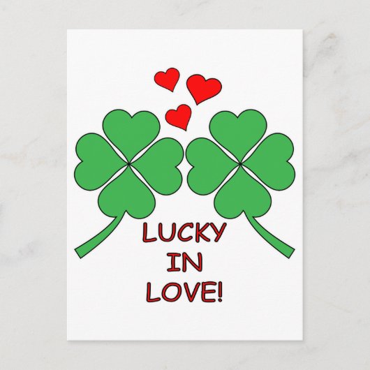 Lucky in Love Hearts Clover Briefkaart (Voorkant)