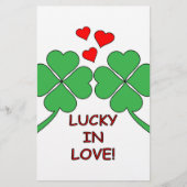 Lucky in Love Hearts Clover Briefpapier (Voorkant)