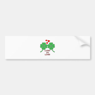 Lucky in Love Hearts Clover Bumpersticker