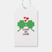 Lucky in Love Hearts Clover Cadeaulabel (Voorkant)