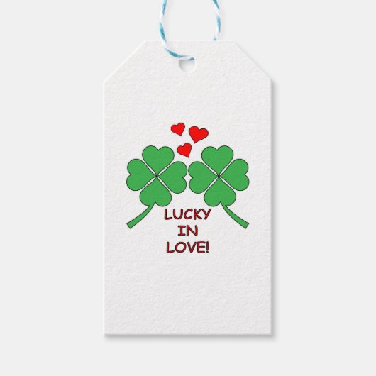 Lucky in Love Hearts Clover Cadeaulabel (Voorkant)